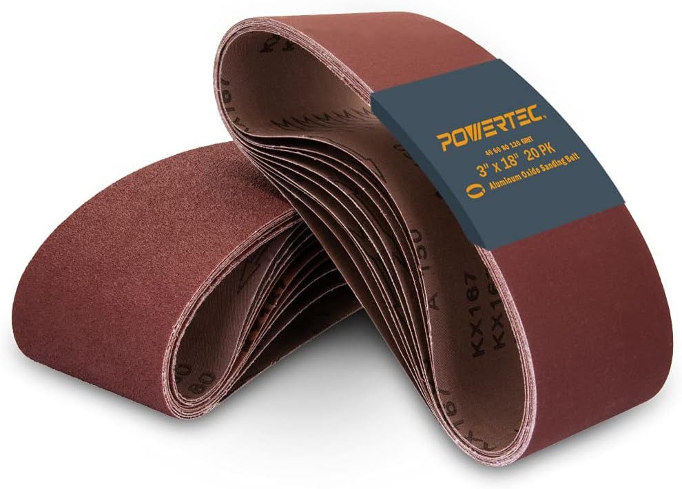 POWERTEC 3 x 18 Inch Aluminum Oxide Sanding Belt Furniture Home