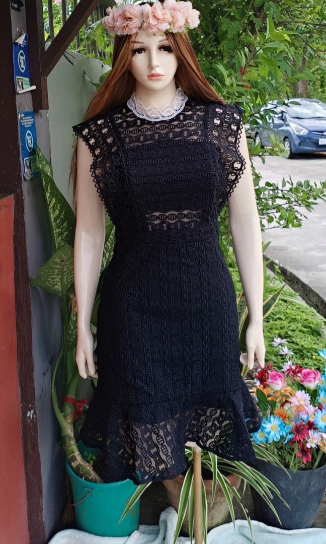 Sandro black and white lace dress on sale