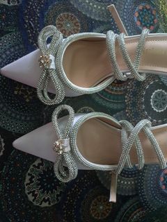 Satin white sparkly heels