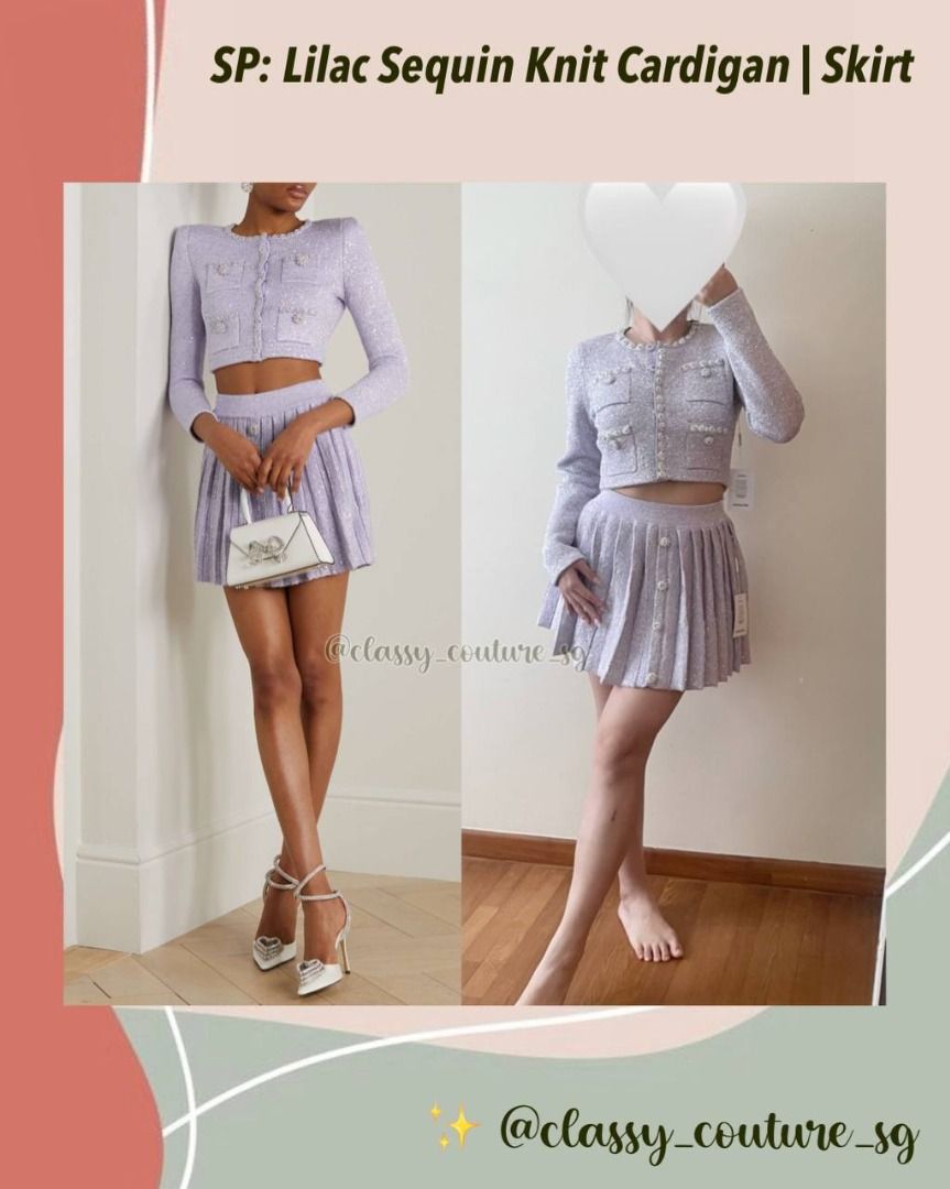 Knit skirt cardigan top