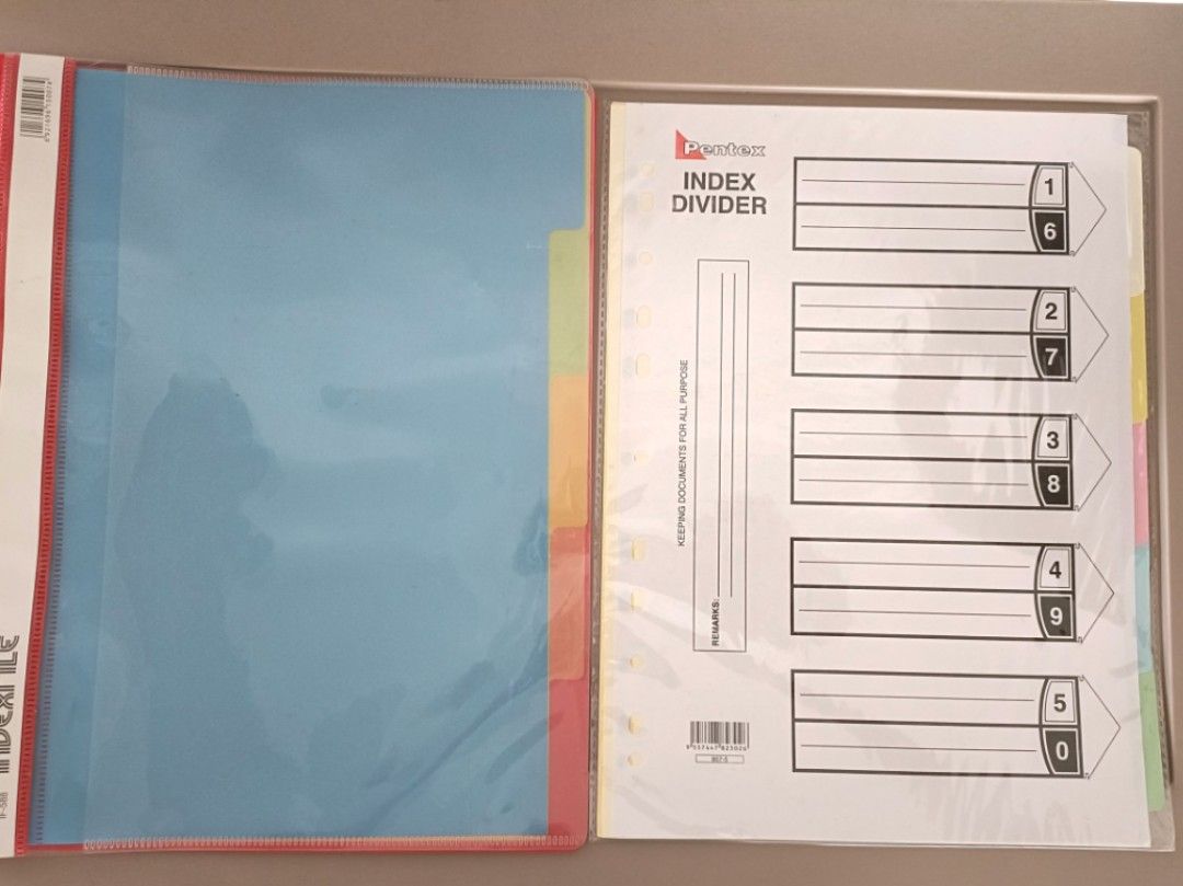 [Set of 2] A4 Paper File Divider (5 Colours) + PVC File Divider Set (4 ...