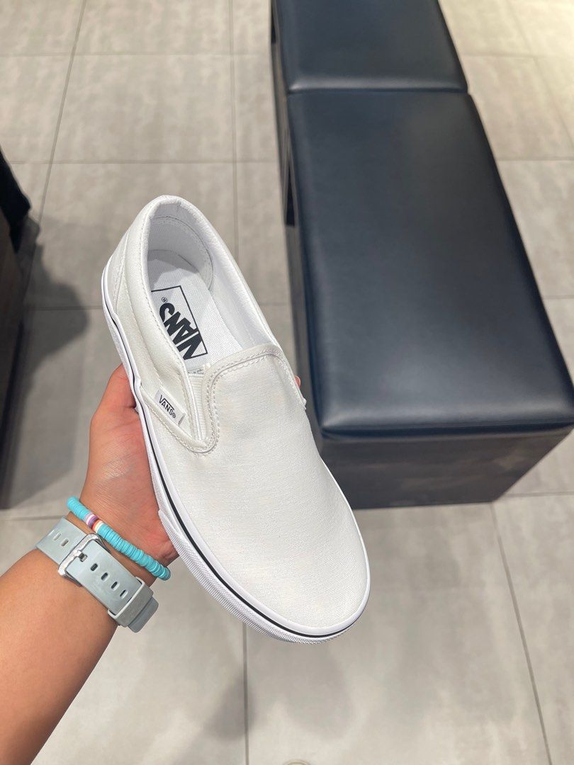 Vans birch true deals white slip on