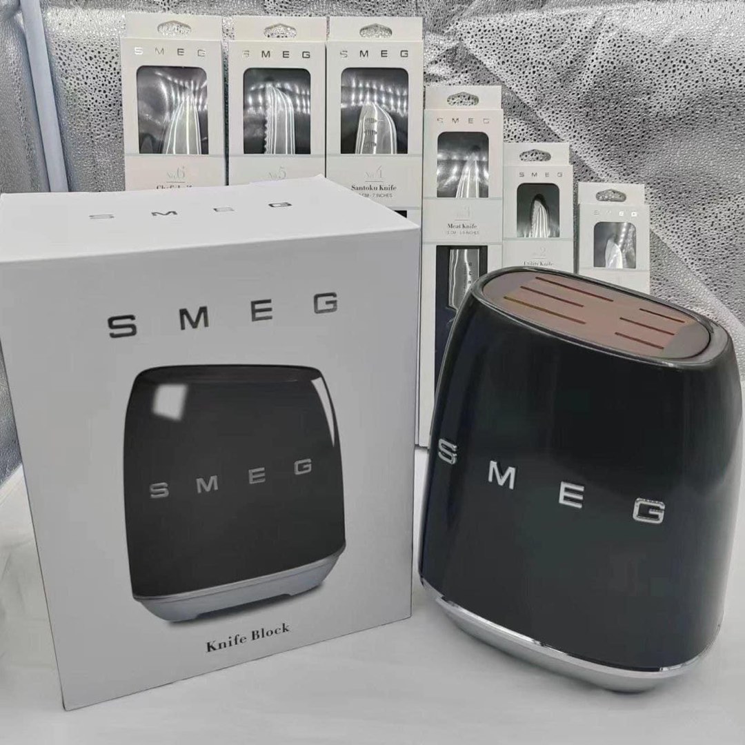 SMEG Stainless Steel Knife Block Set (Black), TV & Home Appliances