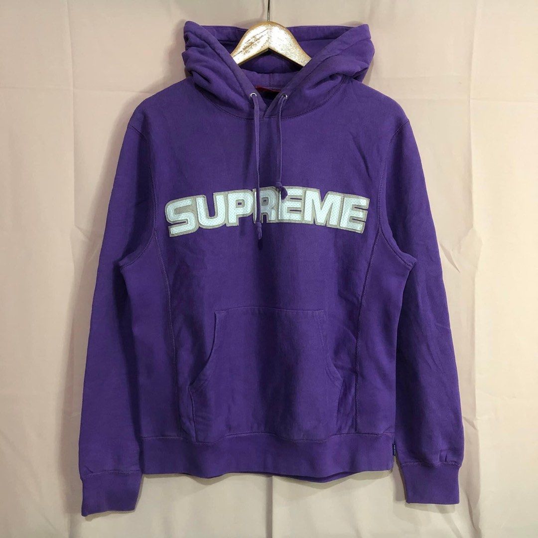 Supreme Perforated Leather Hooded Sweatshirt Violet Men s Fashion