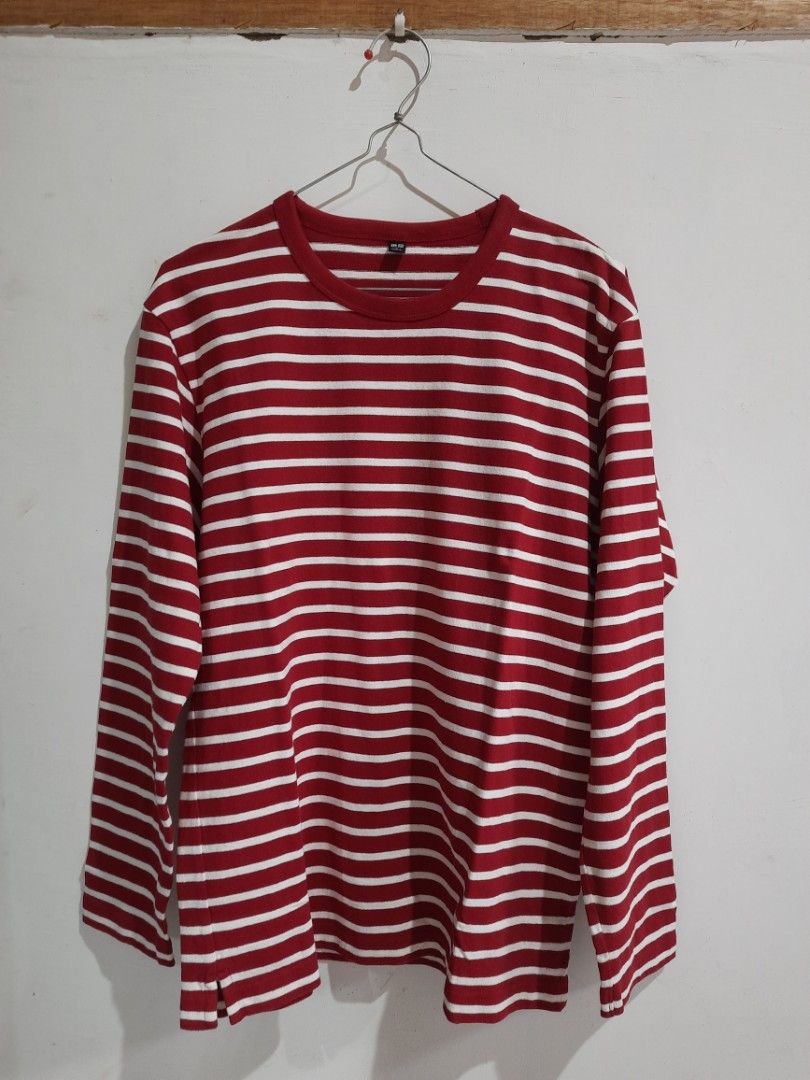 Uniqlo Red White Stripes Long Sleeve T-Shirt (Uniqlo Salur)