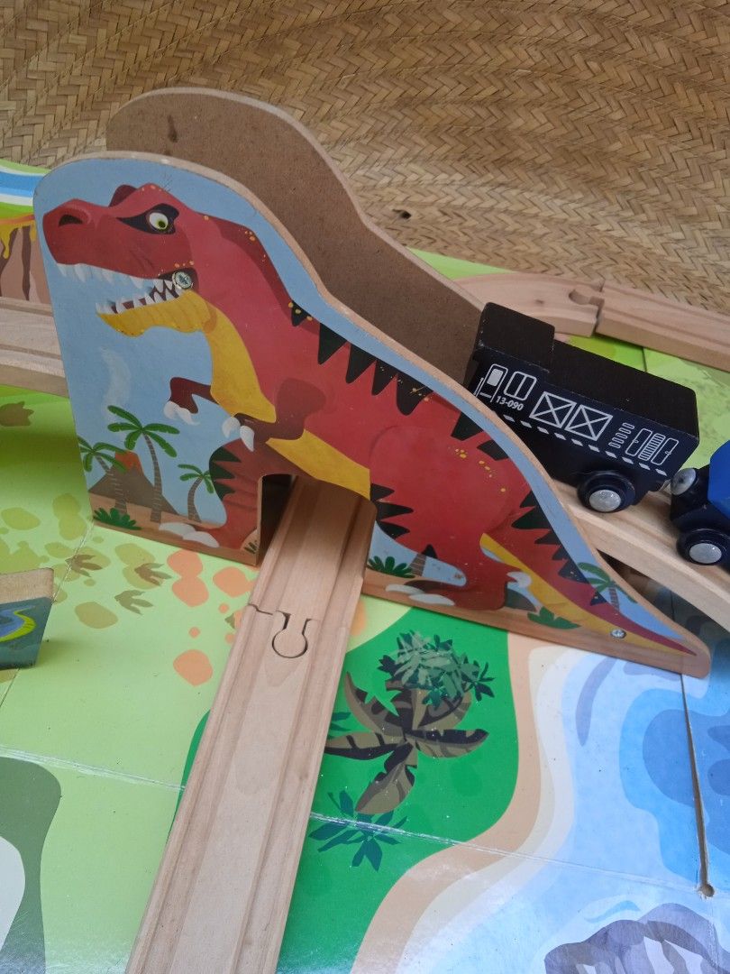 Wooden dinosaur shop train set asda