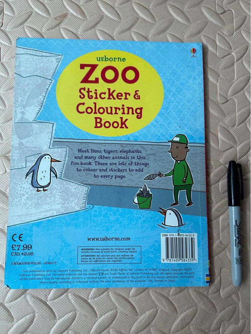 Uncounted Sticker Usborne Zoo Sticker and Colouring Book (Uncounted), Hobbies & Toys ...