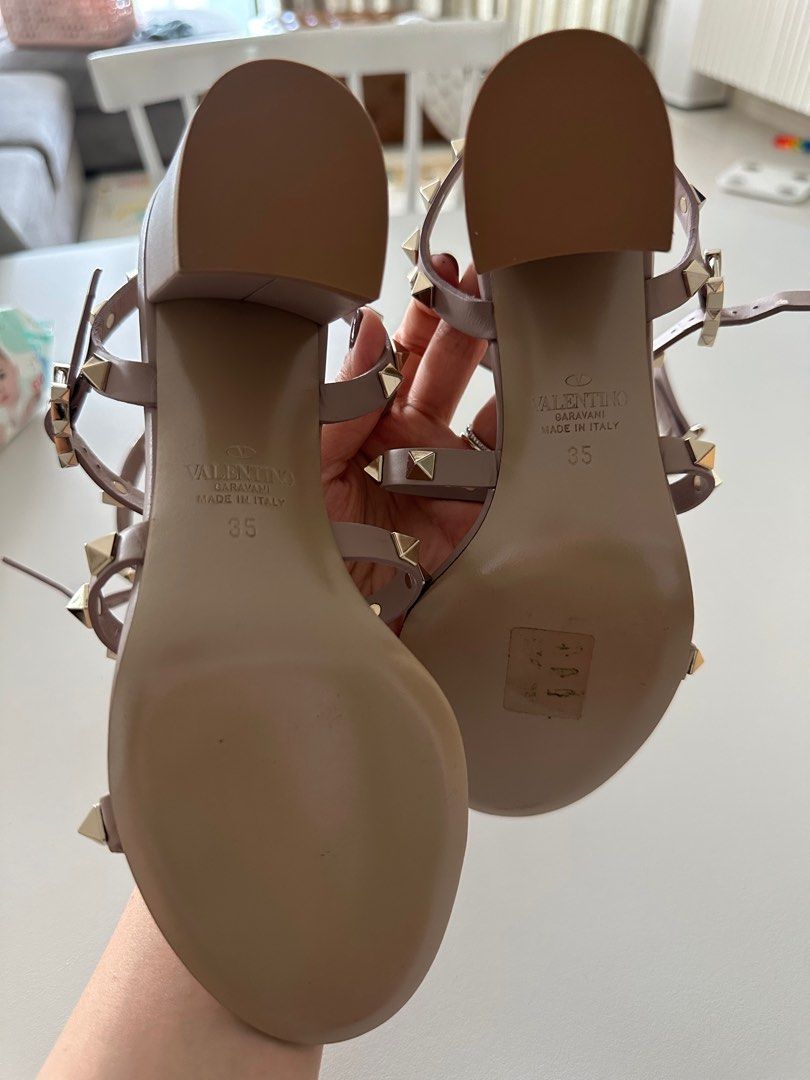 Rockstud calfskin ankle strap sandal 60 mm best sale