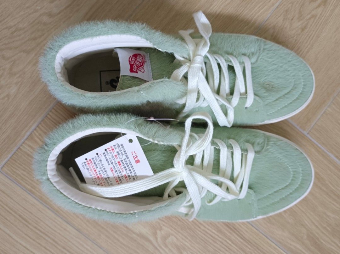 Vans furry shoes light green Women s Fashion Footwear