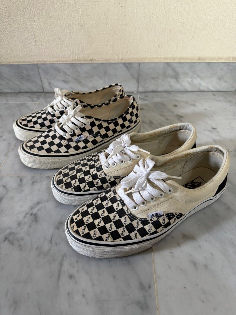 White checkered vans old skool top