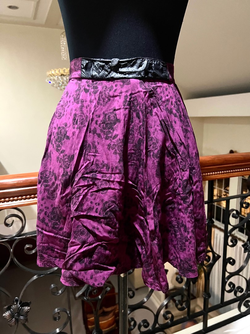Violet skirt with flower design, Women's Fashion, Bottoms, Skirts on Carousell