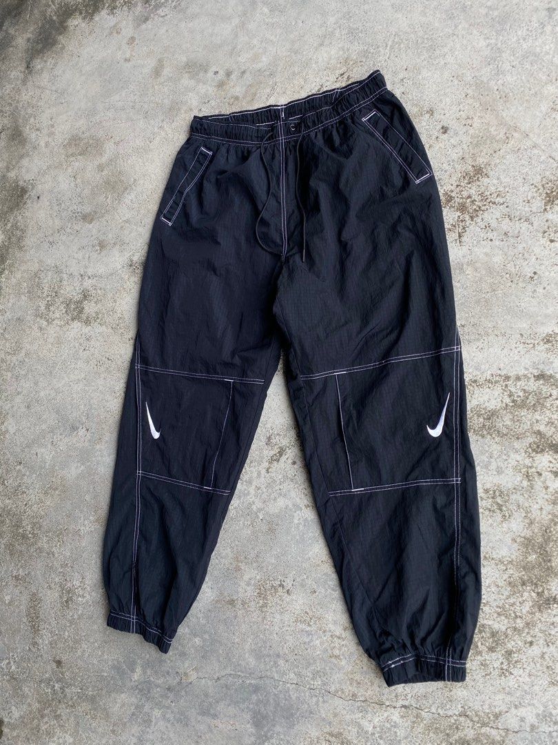 RARE!! New Men's Nike Swoosh Jogger Windbreaker Pants Black & Gray
