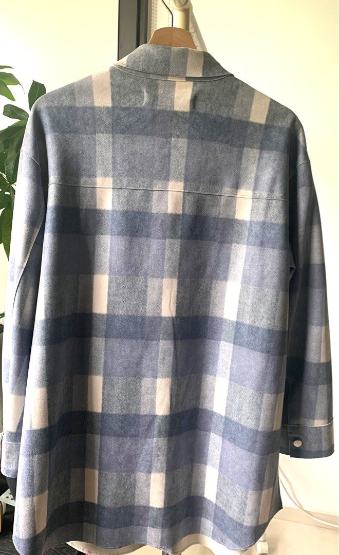 Checked discount long jacket