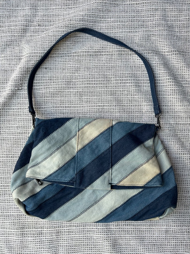 Zara Denim Patchwork Clutch/Shoulder Bag, Women's Fashion, Bags