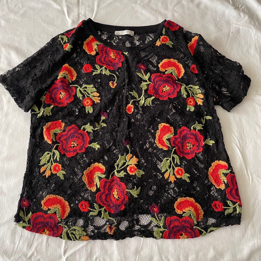 ZARA Floral Corset Top, Women's Fashion, Tops, Blouses on Carousell
