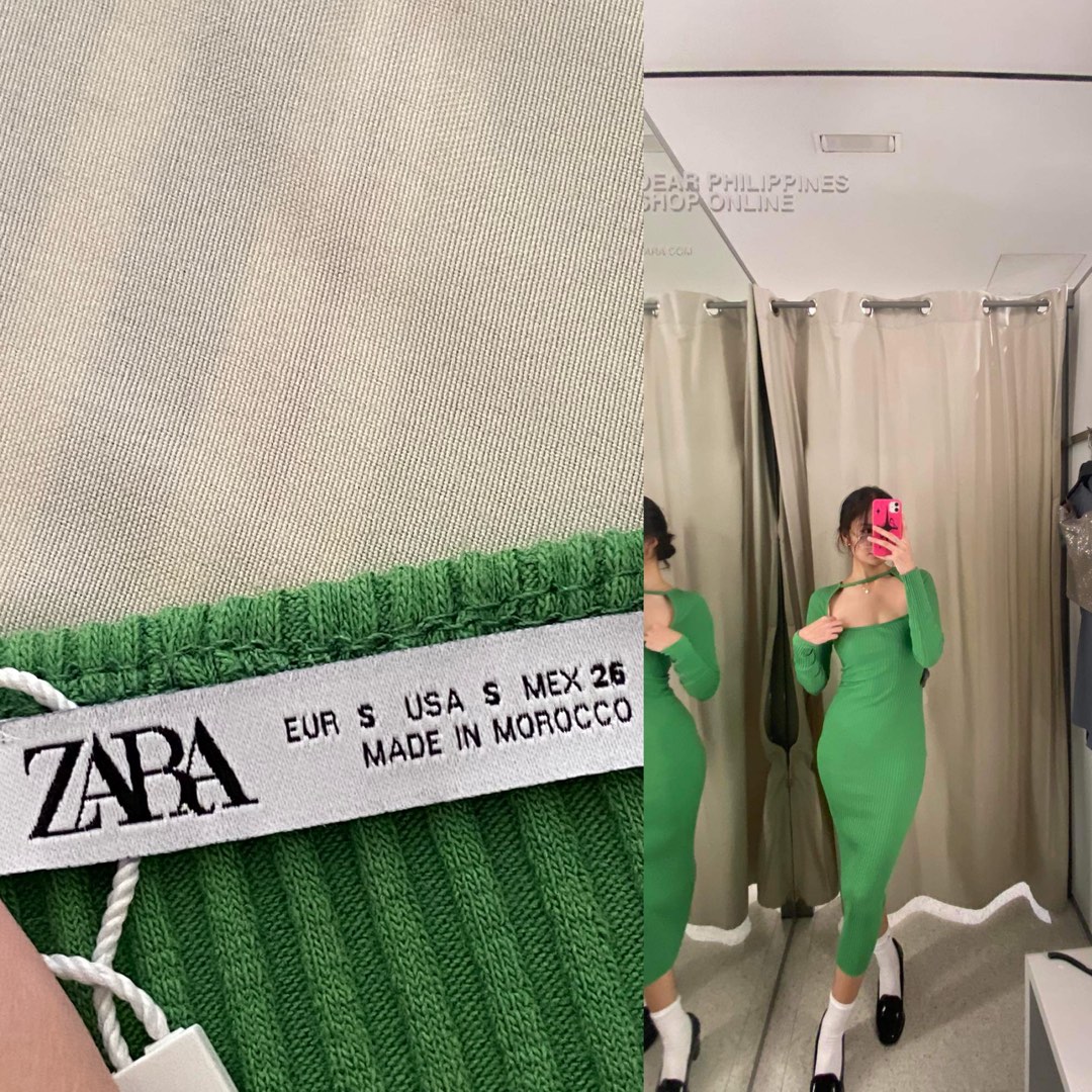 ZARA green ribbed arm warmer midi dress, Furniture & Home Living, Home