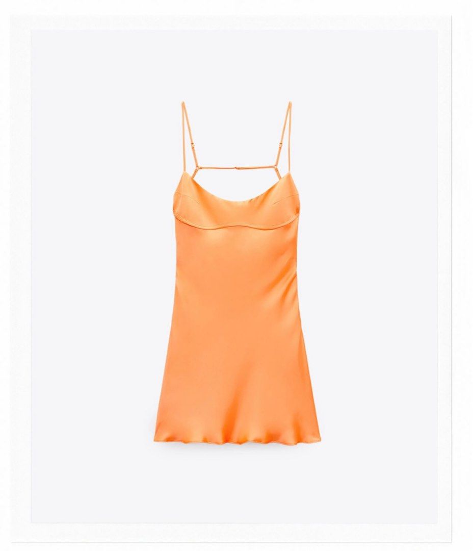 Zara orange silk dress top