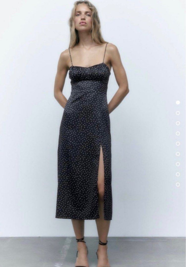 Zara polka 2025 dot satin dress