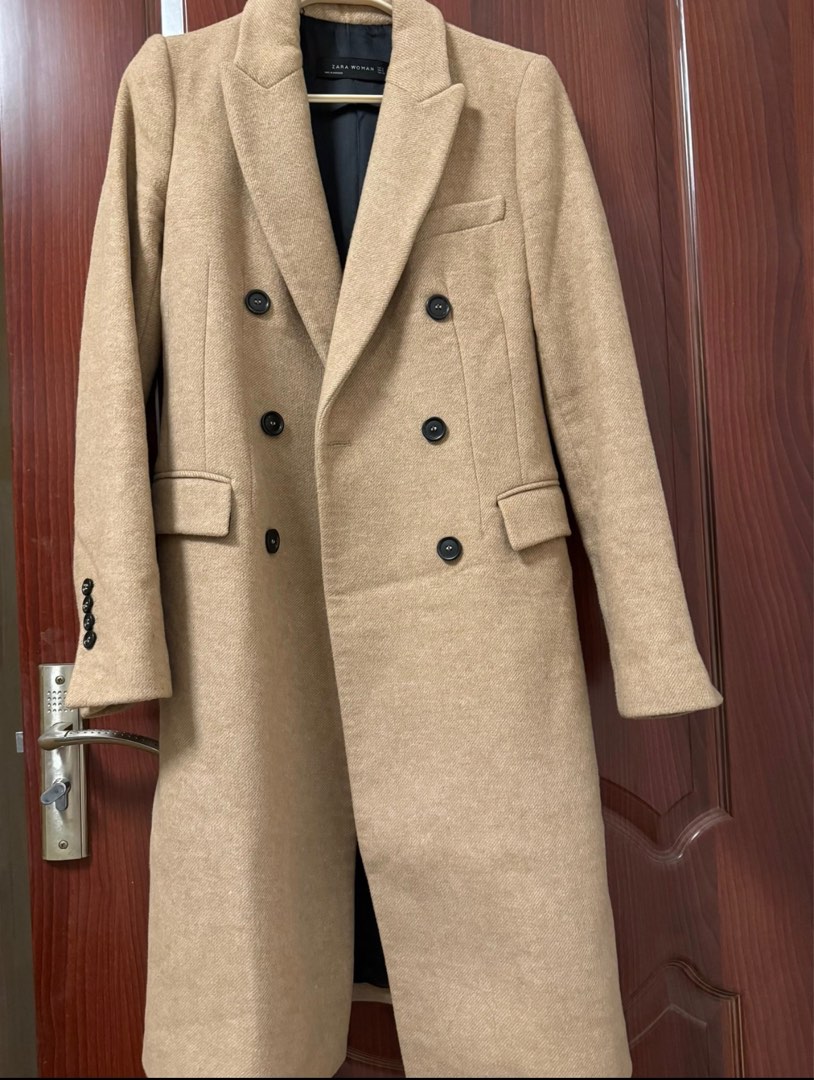 Zara camel sale double breasted coat