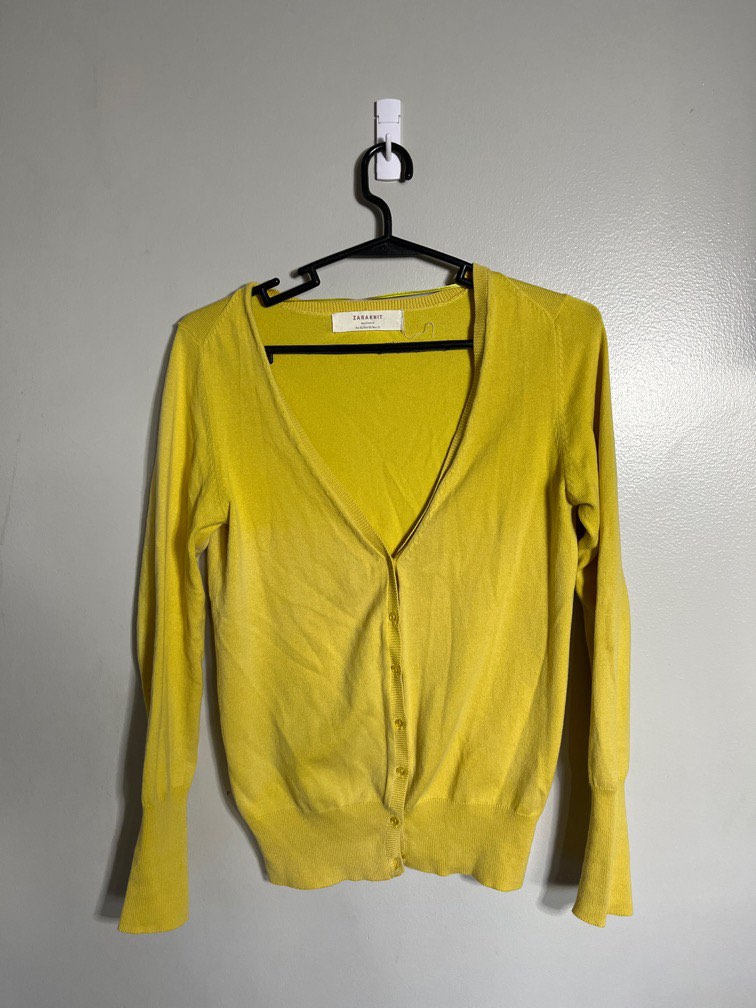 Zara Yellow Knit Cardigan, Women's Fashion, Coats, Jackets and