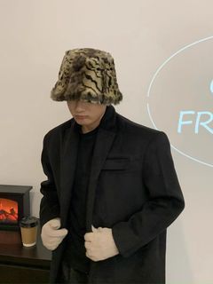 豹紋水貂毛漁夫帽