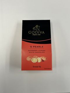 原價$89 全新有盒 Godiva G Pearls Raspberry Almond White Chocolate 覆盆莓杏仁白巧克力豆 50g
