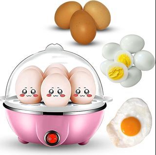 🌟 SG LOCAL STOCK 🌟 1800) Multifunction Electric 7 Eggs Poacher Fryer Cooker Boiler Steamer Maker Machine Cooking Kitchen Tools (Pink)