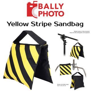 Acouto Yellow & Black Stripes Sand Bag, Photographic Sandbag Weight Bags for Photo Studio Video Light Stand (Bag Only)