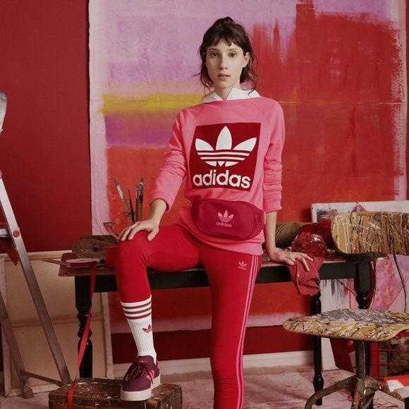 Red and white adidas sale sweatshirt