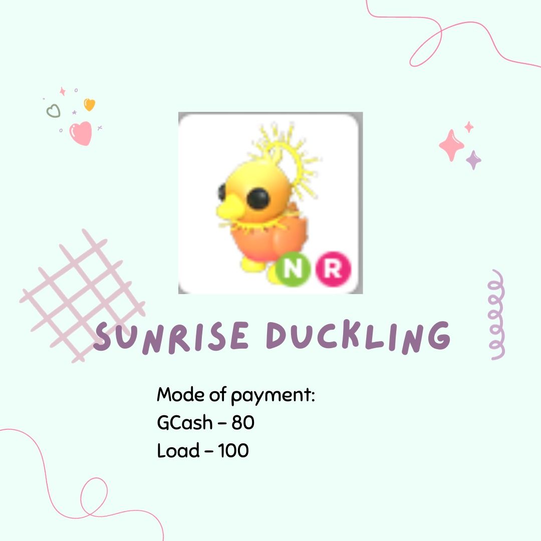 ADOPT ME NR SUNRISE DUCKLING (NEON RIDE), Video Gaming, Video Games
