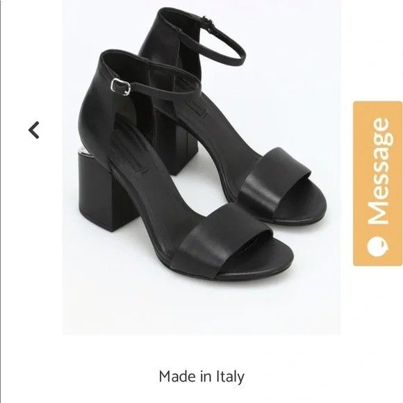 Alexander Wang Black Leather Abby Ankle Strap Block Heel Sandals