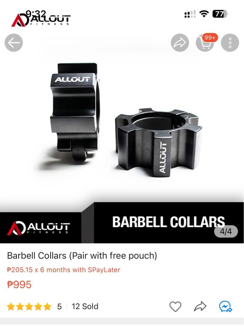 Allout Aluminum Barbell Collars (Pair) (Category: Weights & Dumbbells) located in Cavite. Submitted by abellu (Listing ID 1268142217, Image 1). Description: .