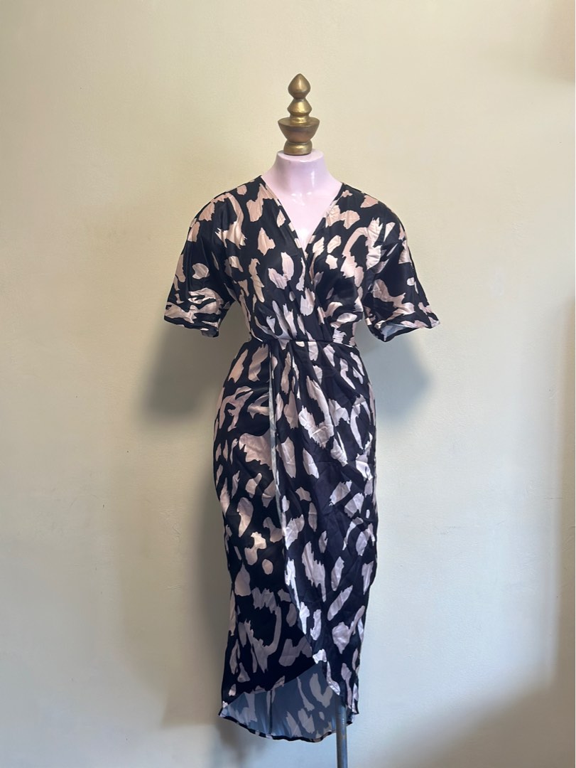 Allison Designs V Neck Animal Print Tiered Hem Silk Dress Royal Animal 10 main image 0