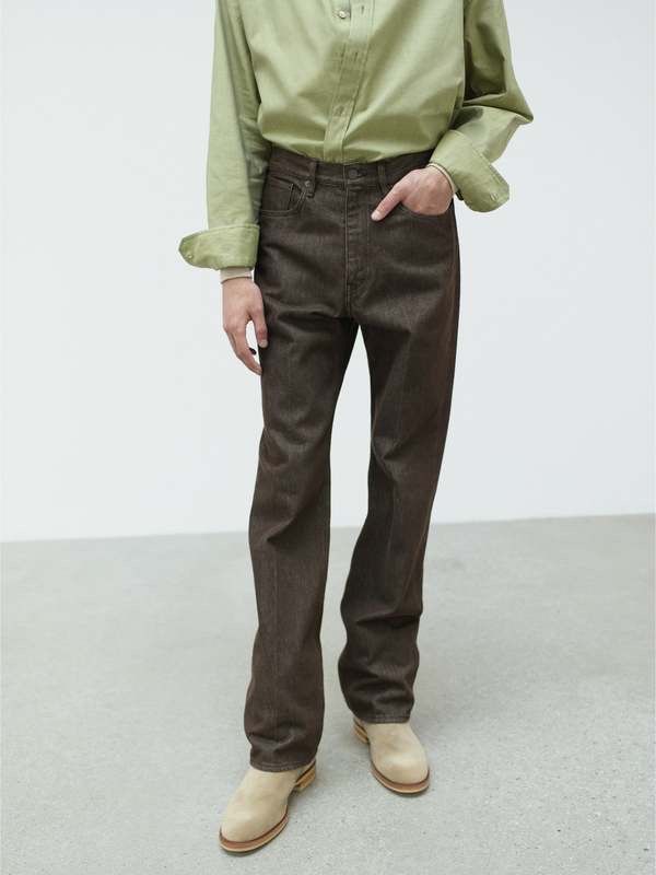 AURALEE HARD TWIST DENIM 5P PANTS BROWN, 他的時尚, 褲子, 牛仔褲在