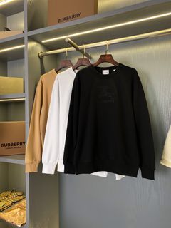 Authentic Burberry ️ Equestrian Knight Embroidered Cotton Garden Collar Sweater