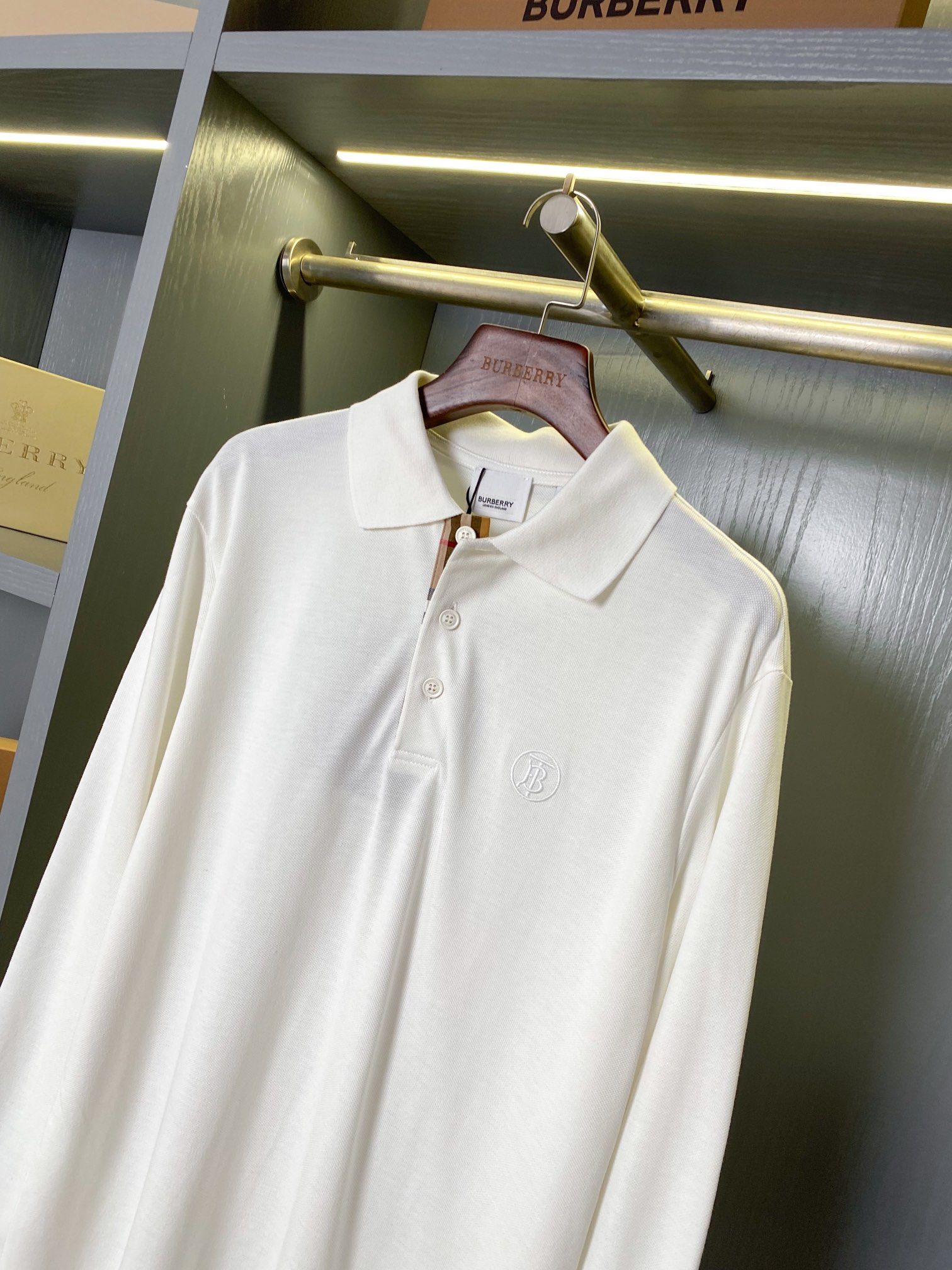 Burberry white long sleeve polo online