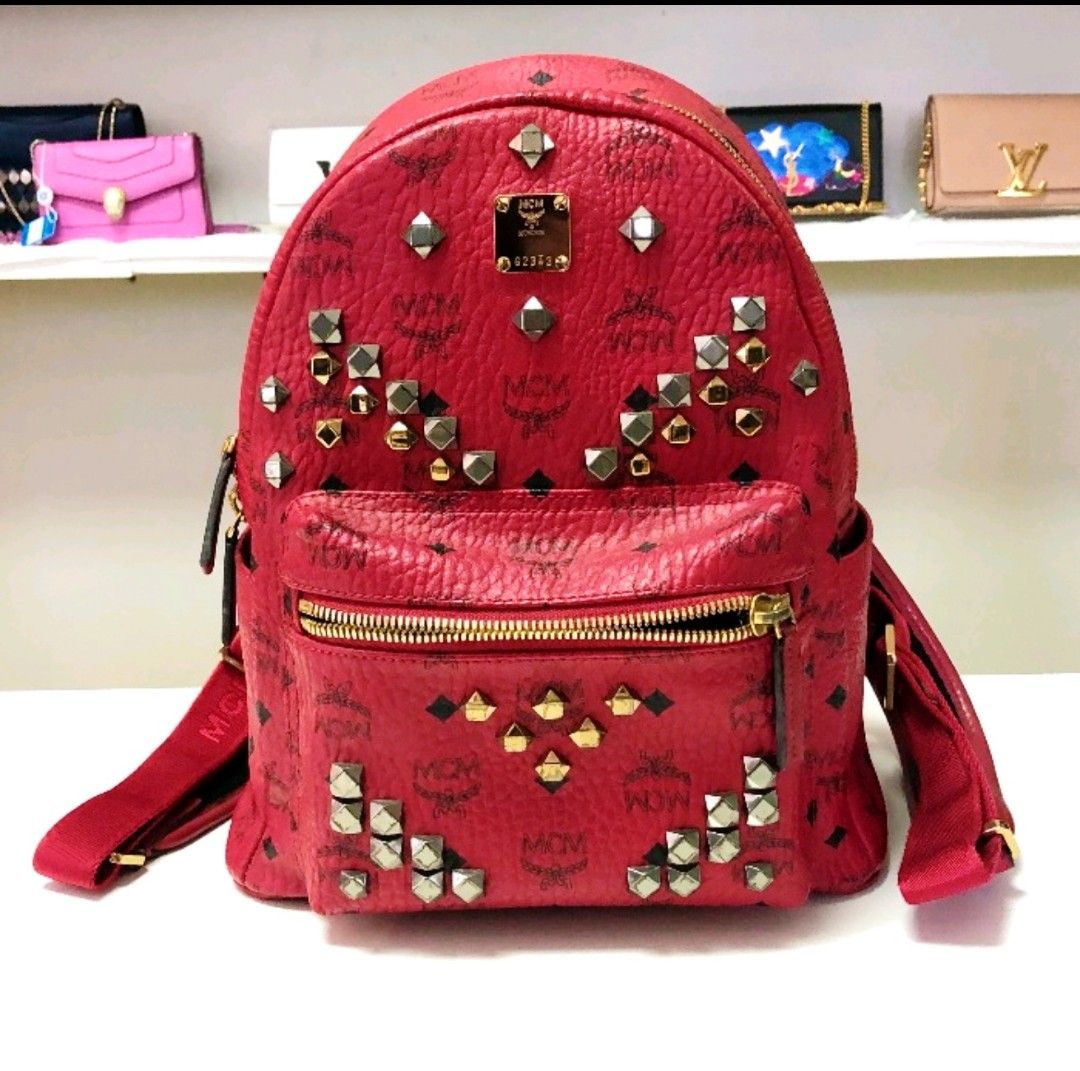 Mcm pink leather hotsell backpack