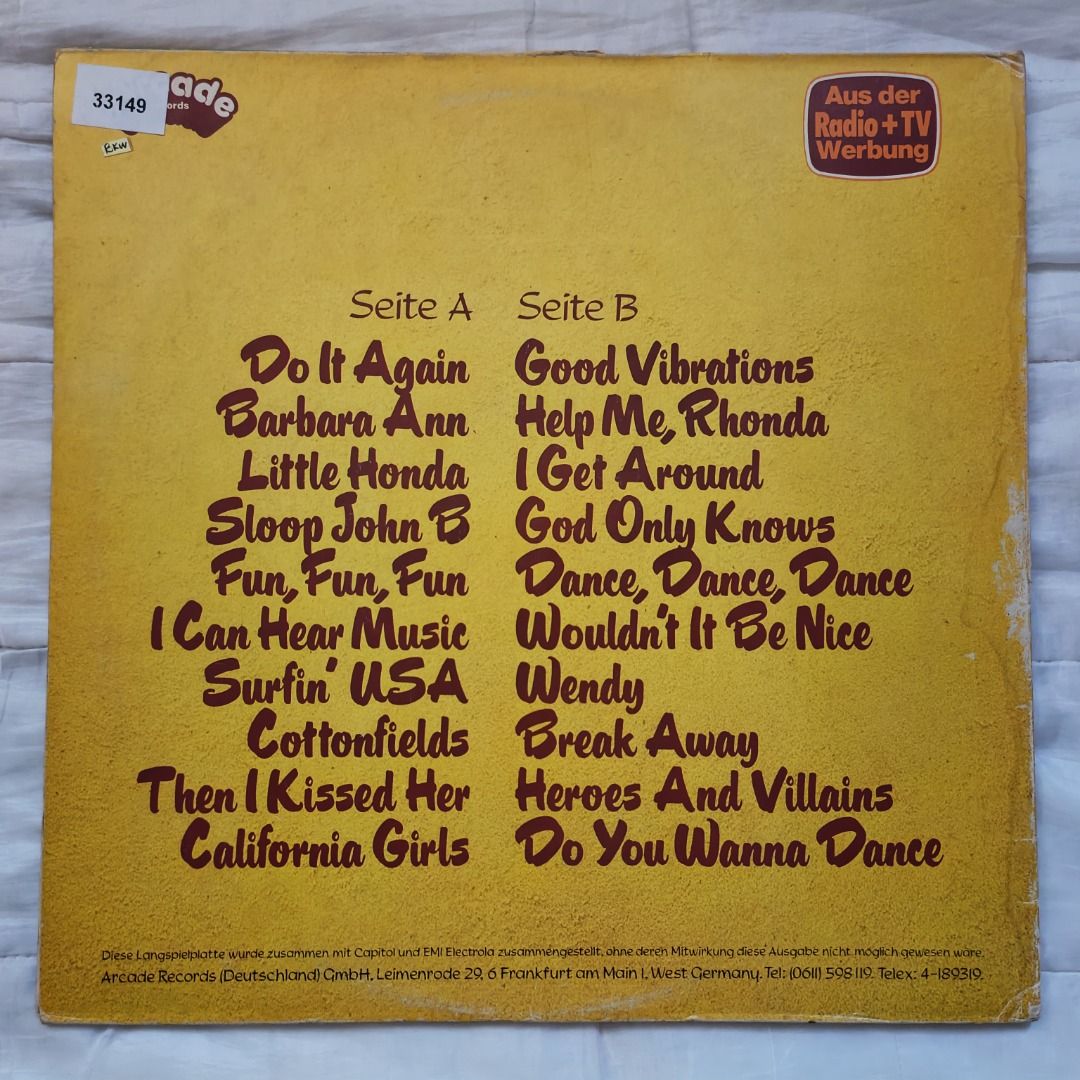 BEACH BOYS (20 Grossten Hits) LP (Category: Vinyls) located in Cebu City. Submitted by timeless_treasure79 (Listing ID 1268151013, Image 2). Description: BEACH BOYS (20 Grossten Hits) LP Price: 995php Genre: Rock Pressing: Germany Record/Cover: VG+/VG+ Item Code: BKW More records and details in the link!!! Click the link!!! Link 01 https://docs.google.com/spreadsheets/d/1tK_CVygz-XCbMDPK8aKunp4ohMqUv_v2TIaoK-7kSxE/edit?usp=sharing Link 02 https:/
