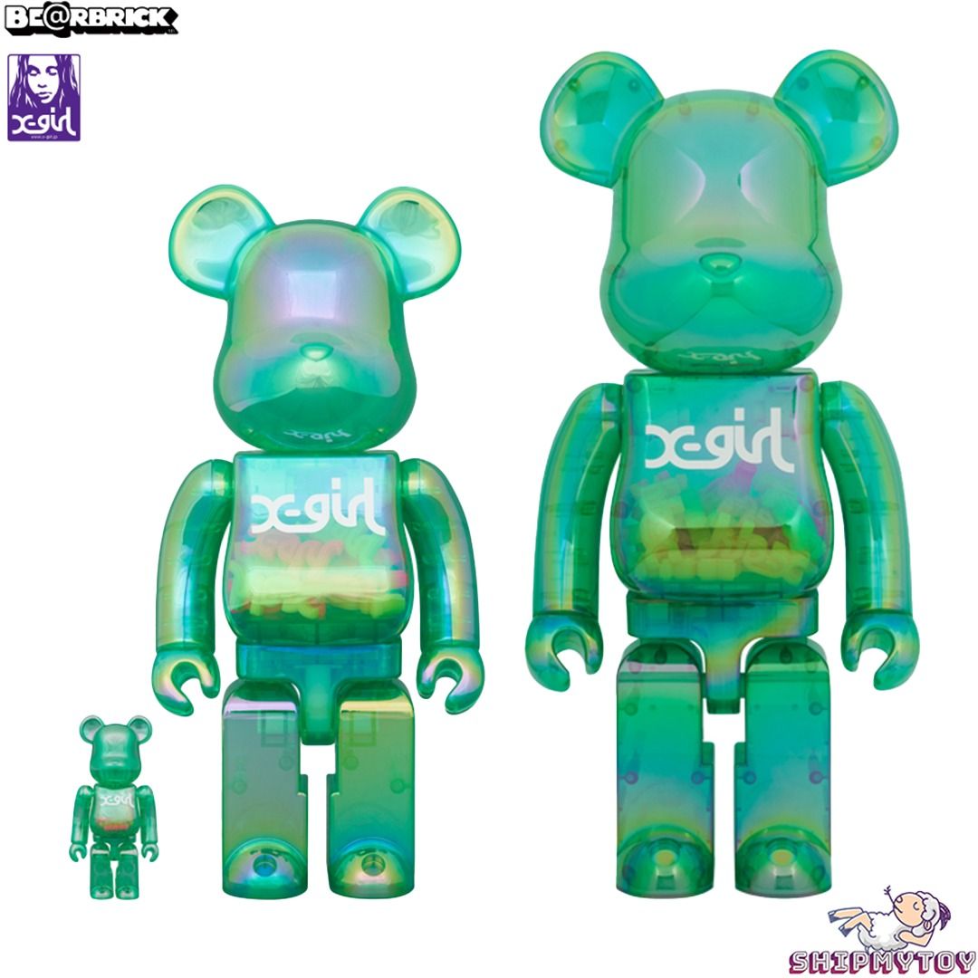 男女兼用 BE@RBRICK X-girl CLEAR GREEN Ver. 1000％ - tokyo-bunka.com