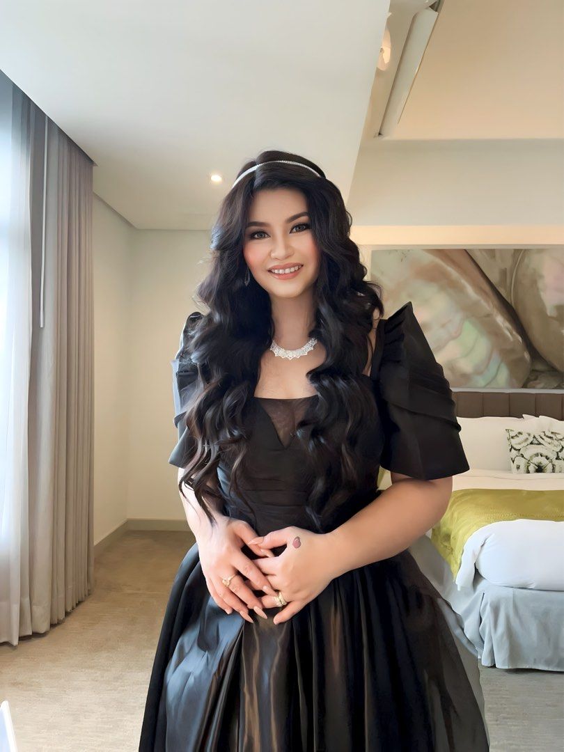Black modern filipiniana dress hotsell