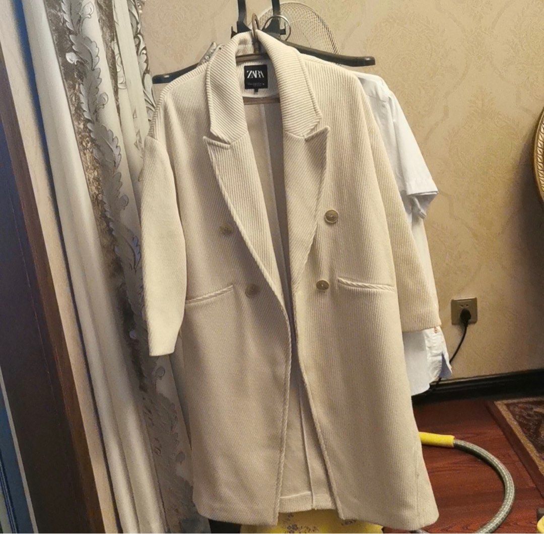ZARA Cream Oversized Long Coat Autumn Winter Jacket