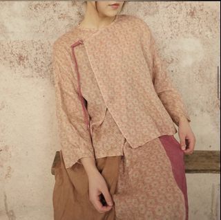 BNWT Ramie Chinoiserie Cheongsam Print Top