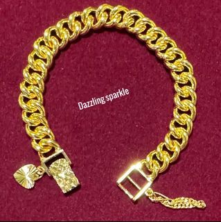 Bracelet Gajah/ Fish bone Virul (100% Bangkok premium 999.9/916 gold plated bracelet with engraved chop ( width: lebar 1 cm/ panjang: length 18 cm) LONG LASTING QUALITY.