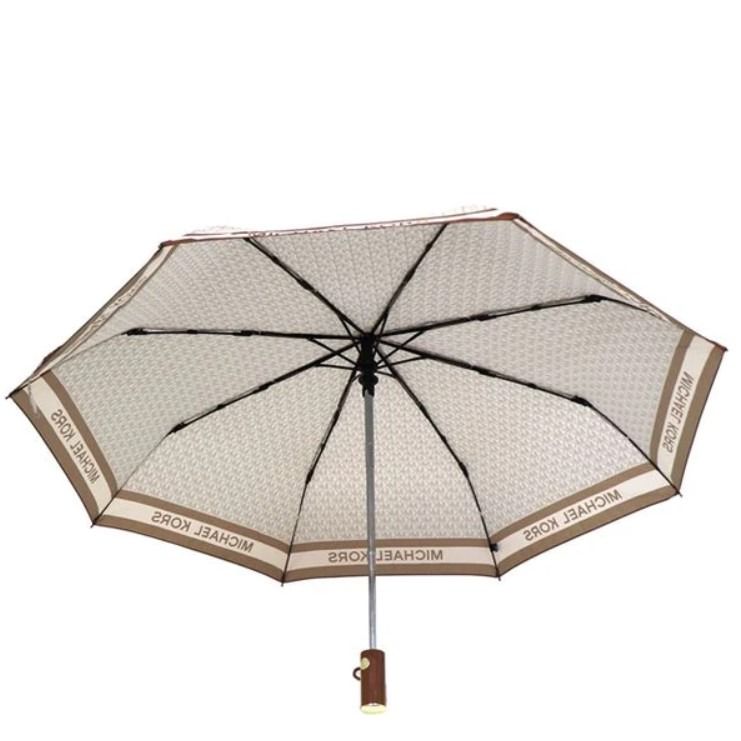 BRAND NEW AUTHENTIC INSTOCK MICHAEL KORS LOGO UMBRELLA 35F3GTFN4B SINATURE BROWN BEIGIE