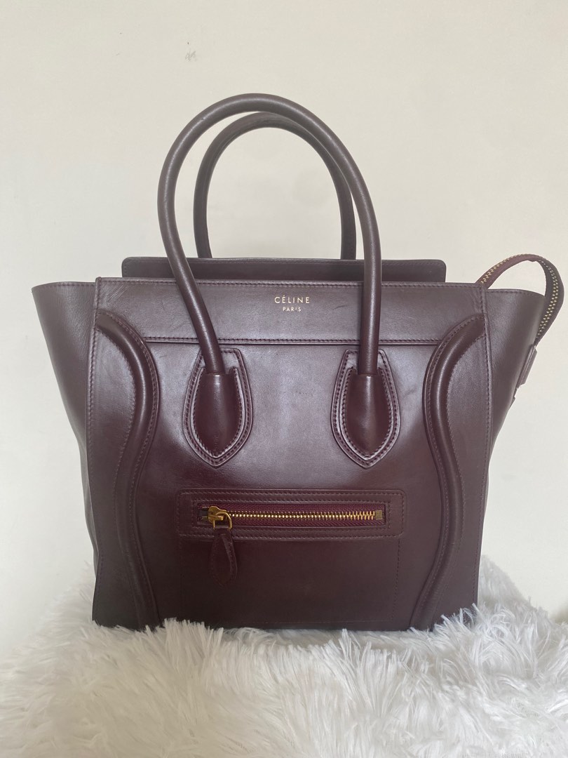 Celine micro luggage new arrivals burgundy