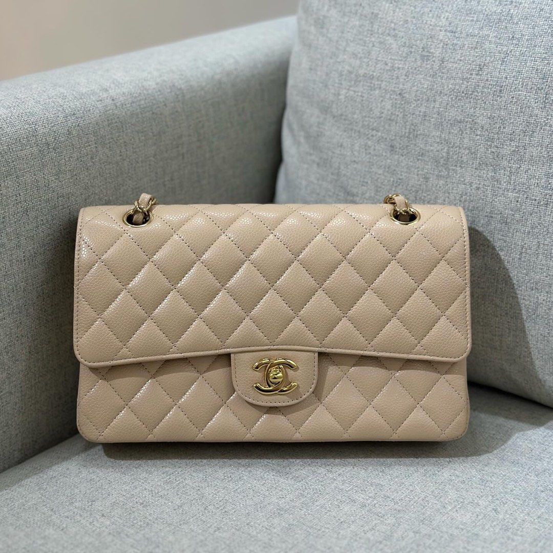 CHANEL Grey Medium Classic Flap bag in Caviar with SILVER Hardware, Luxury,  Bags & Wallets on Carousell