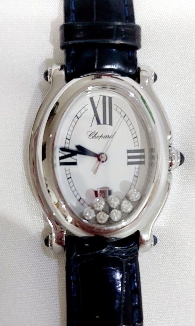 Chopard Happy Sport 7 Diamond Leather Strap Watch (Category: Luxury Watches) located in Makati City. Submitted by wishalot (Listing ID 1268133822, Image 1). Description: This is a personal item, first owned, bought from Chopard boutique in Japan several years back. I never had the intention of selling it hence I disposed the box and all inclusions. Elegant timepiece, original strap..