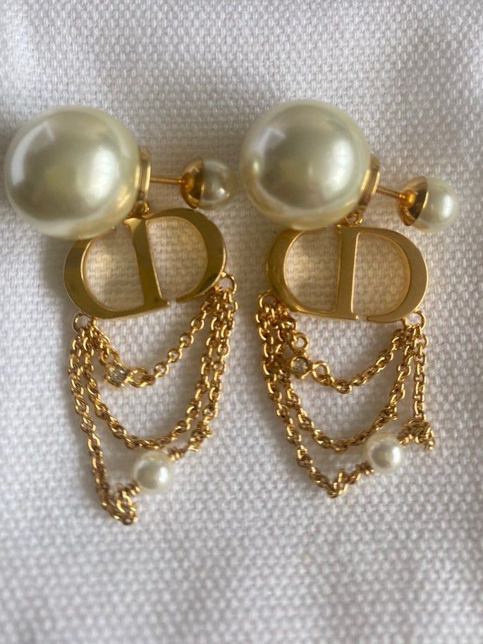 Christian Dior Pearl Dangling Tribales Earrings