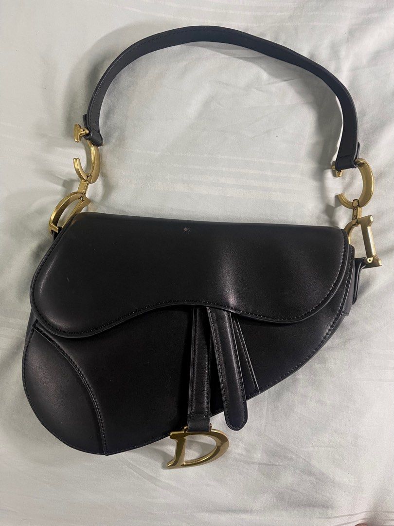 Dior saddle bag on sale black leather