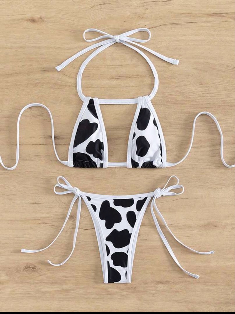 Cow Print Bikini Womens Fashion Swimwear Bikinis And Swimsuits On Carousell 